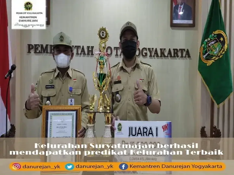 Kelurahan Suryatmajan berhasil mendapatkan predikat Kelurahan Terbaik