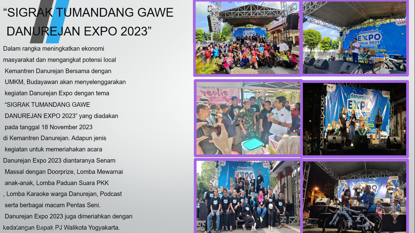 Danurejan Expo dengan tema “SIGRAK TUMANDANG GAWE DANUREJAN EXPO 2023”